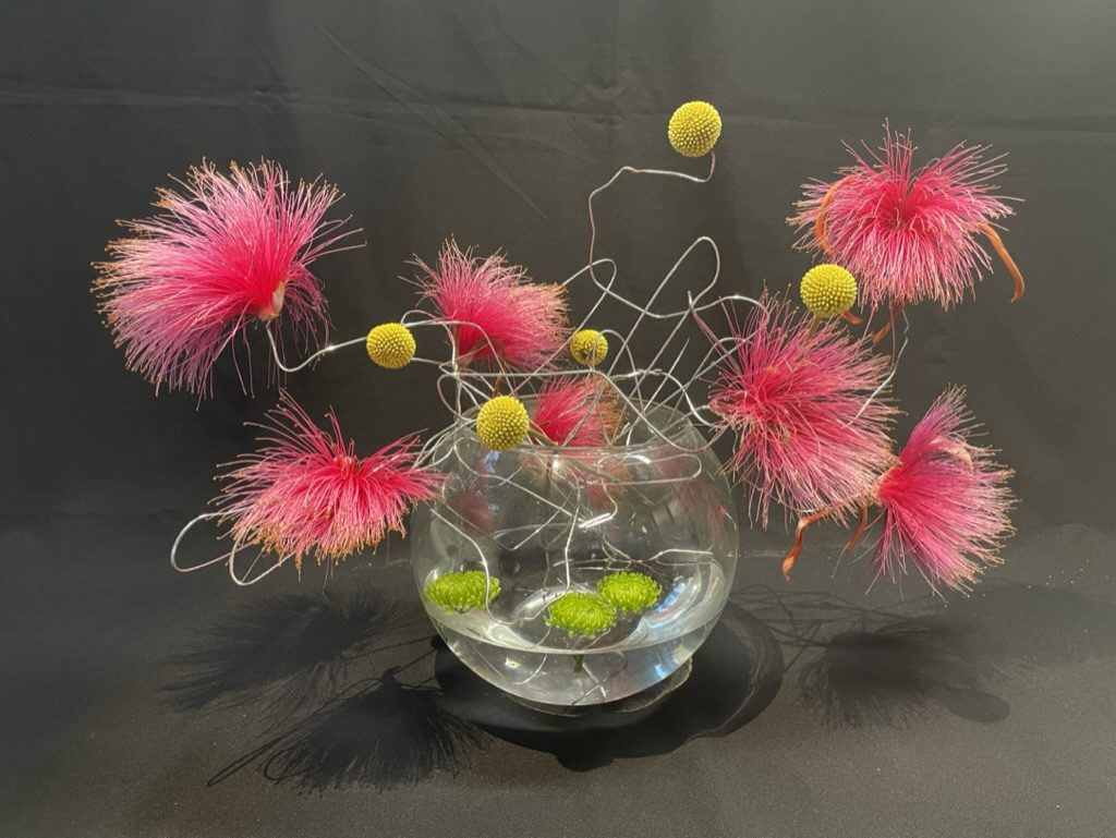 Craspedia, green chrysanthemum, pseudobombax & hangers